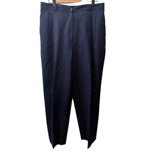 Vintage Navy Blue Pleated High Rise Straight Leg Dress Pants Trousers Womens S16